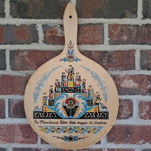 Vtg  Swedish Cradle To Grave Cutting Board Wall Plaque Hand Painted
